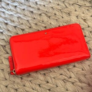 Kate Spade patent leather neon orange wallet